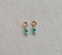 Triple Gem Amazonite Aventurine Onyx Gold Charm (Single)