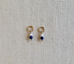 Double Gem Lapis Pearl Gold Charm (Single)