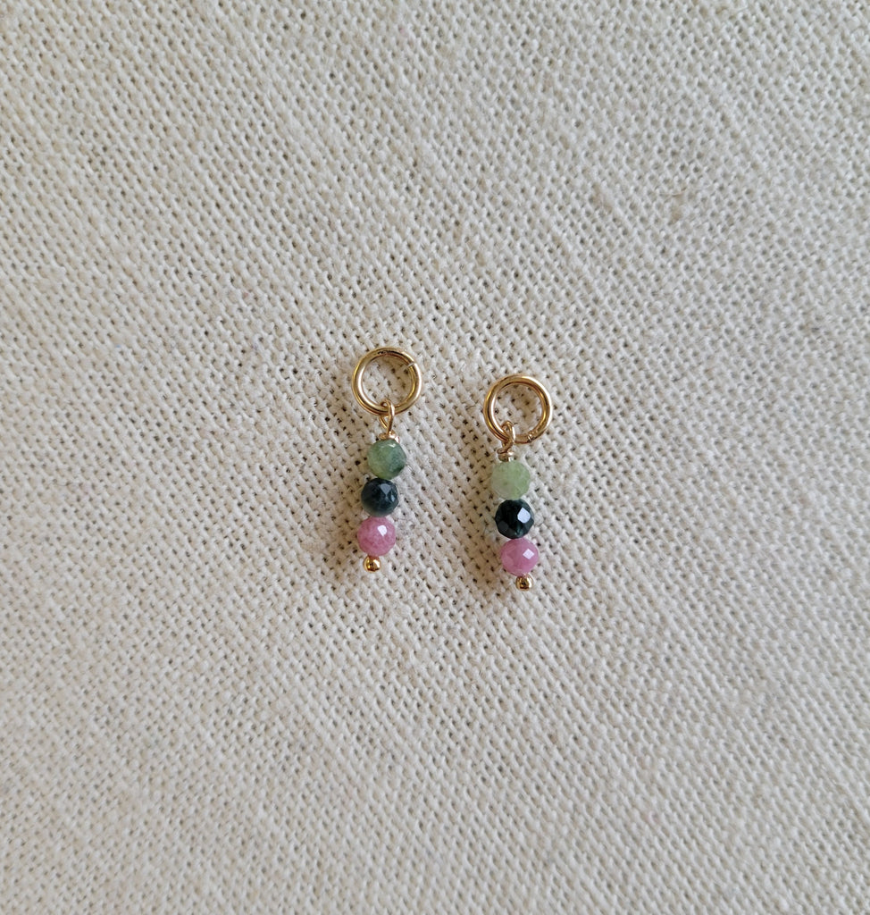 Triple Gem Tourmaline Gold Charm (Single)