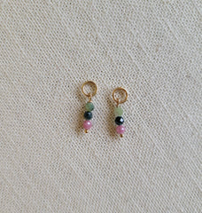 Triple Gem Tourmaline Gold Charm (Single)