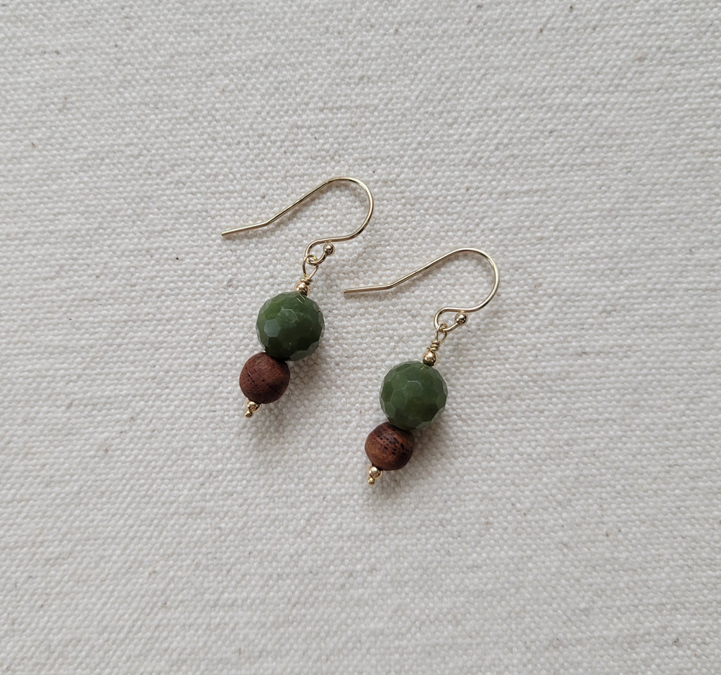 The Brackendale - BC Jade Cherrywood Gold Hook Earrings