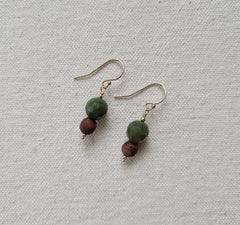The Brackendale - BC Jade Cherrywood Gold Hook Earrings