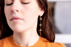 The Cleopatra Goddess - Emerald Gold Triple Cluster Dangle Earrings