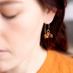 The Cybele Goddess - Arbutus Walnut Rosewood Gold Asymmetrical Earrings