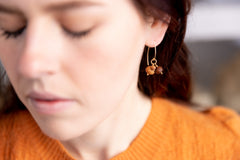The Cybele Goddess - Arbutus Walnut Rosewood Gold Asymmetrical Earrings