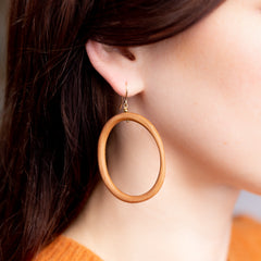 The Lauma Goddess - Arbutus Asymmetrical Wood Hoop Earrings(Message for Purchase)