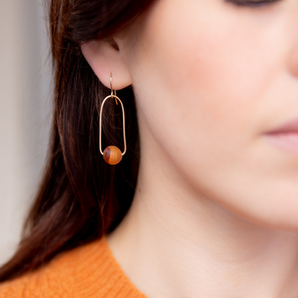The Zoe - Cherrywood Gold Minimalist Earrings