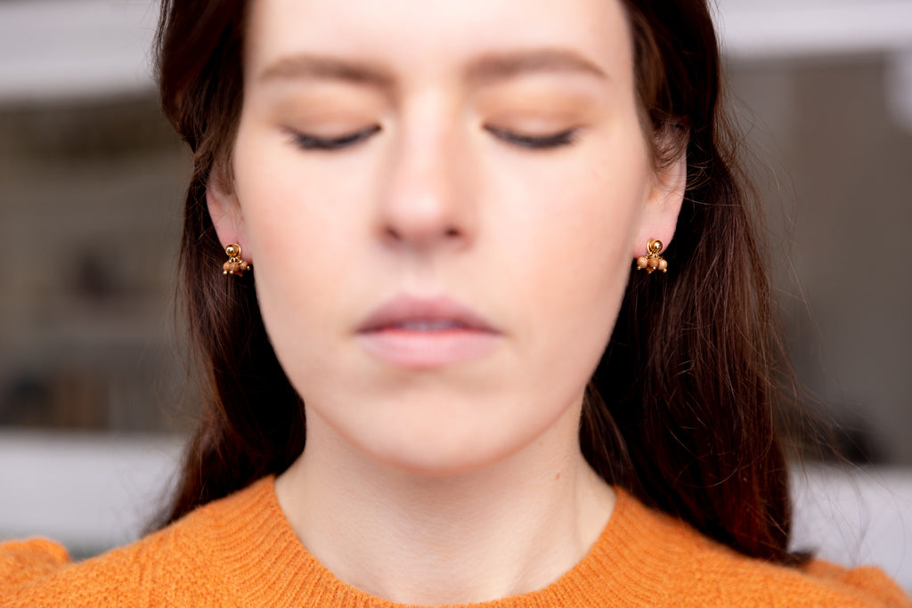 The Gaia Goddess - Rosewood Gold Removable Cluster Stud Earrings