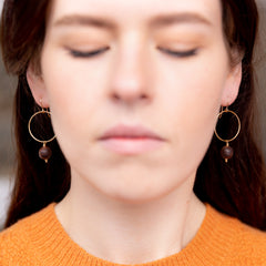 The Samantha - Walnut and Gold Earrings