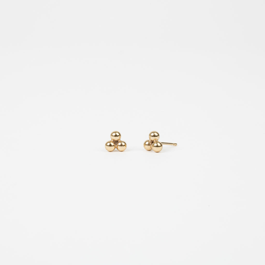 Triple Ballin - Three Ball Gold Stud Earrings