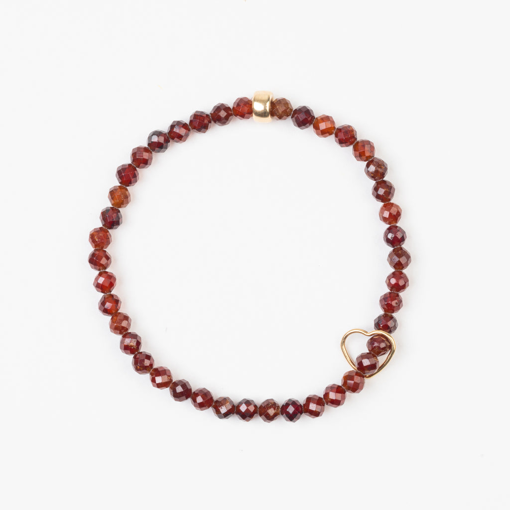 The Hebe Goddess - Orange Garnet Floating Gold Heart Bracelet
