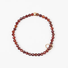 The Hebe Goddess - Orange Garnet Floating Gold Heart Bracelet