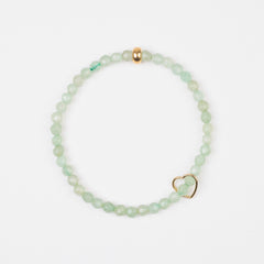 4mm Faceted Aventurine Floating Gold Heart Bracelet