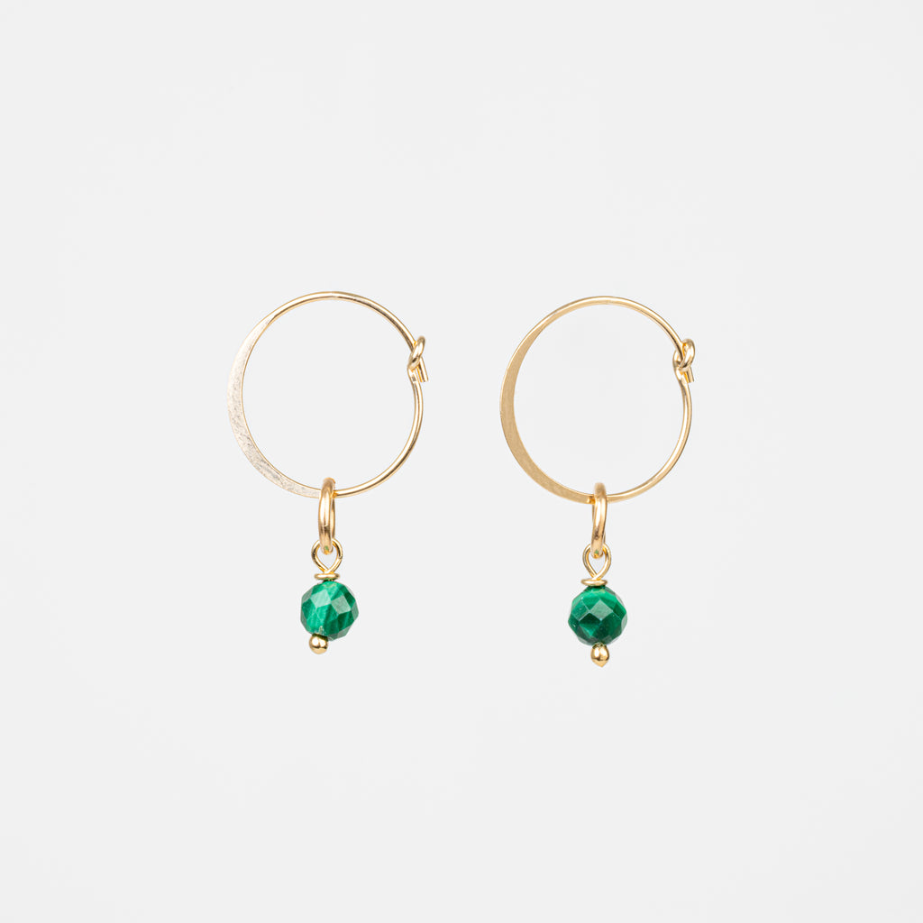 The Metis Goddess - Malachite Gold Removable Charm Hoop Earrings