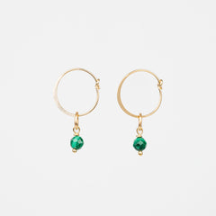 The Metis Goddess - Malachite Gold Removable Charm Hoop Earrings