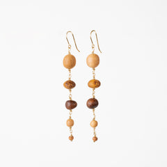 The Druantia Goddess - Arbutus, Black Locust, Walnut, Rosewood Gold Dangle Earrings