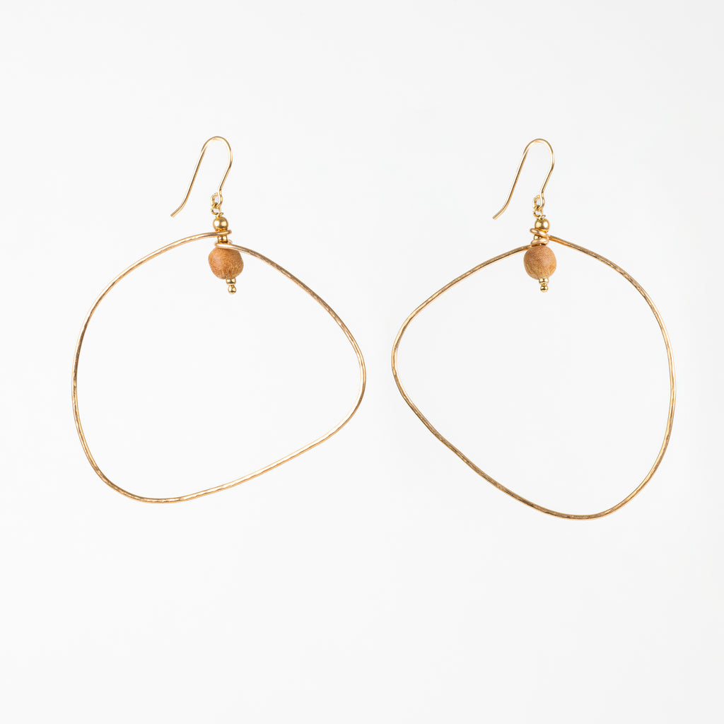 The Demeter Goddess - Arbutus Wood Gold Wabi Sabi Hoop Earrings