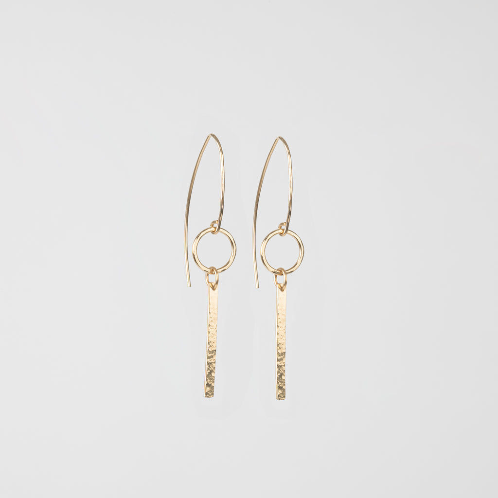 The Gold Bar Circle - Hammered Gold Bar Circle Earrings
