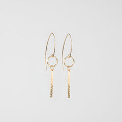 The Gold Bar Circle - Hammered Gold Bar Circle Earrings