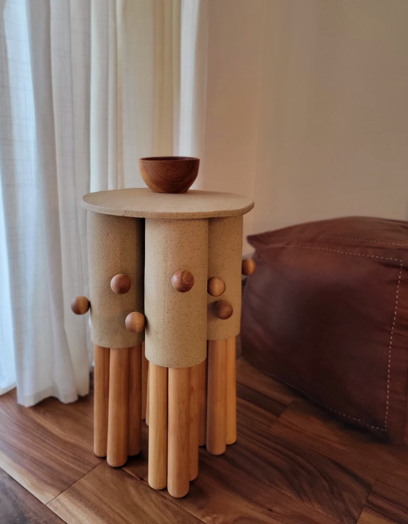 The Omphalotus Grove Ceramic and Wood Table/Stool