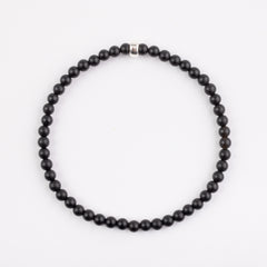 4mm Matte Onyx Silver Bracelet