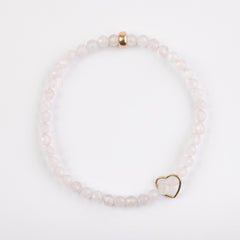 4mm Faceted Rose Quartz Floating Gold Heart Bracelet