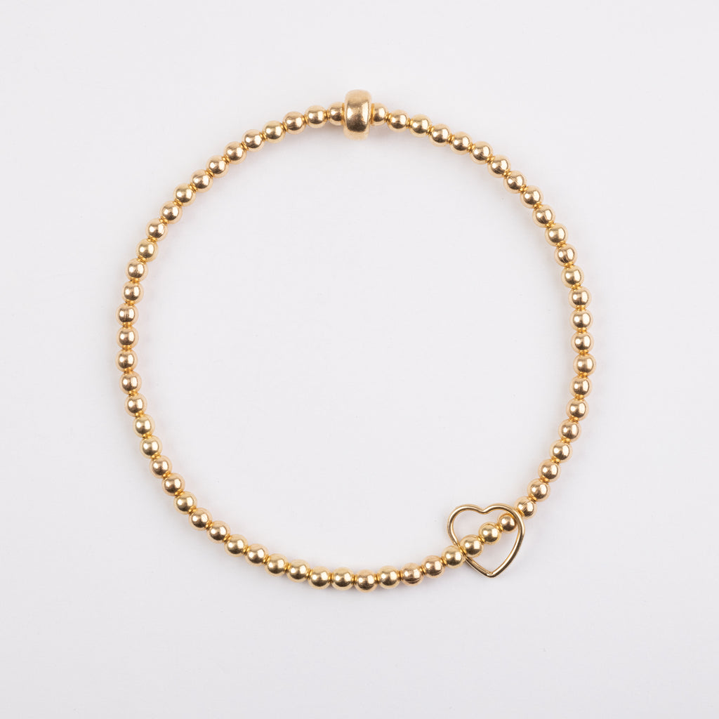3mm Gold Floating Gold Heart Bracelet