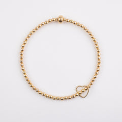 3mm Gold Floating Gold Heart Bracelet