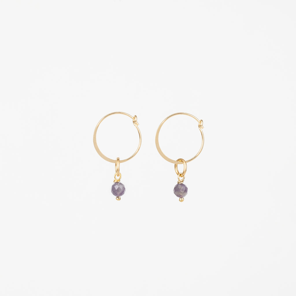 The February - Amethyst Gold Removable Charm Earrings