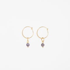 The February - Amethyst Gold Removable Charm Earrings