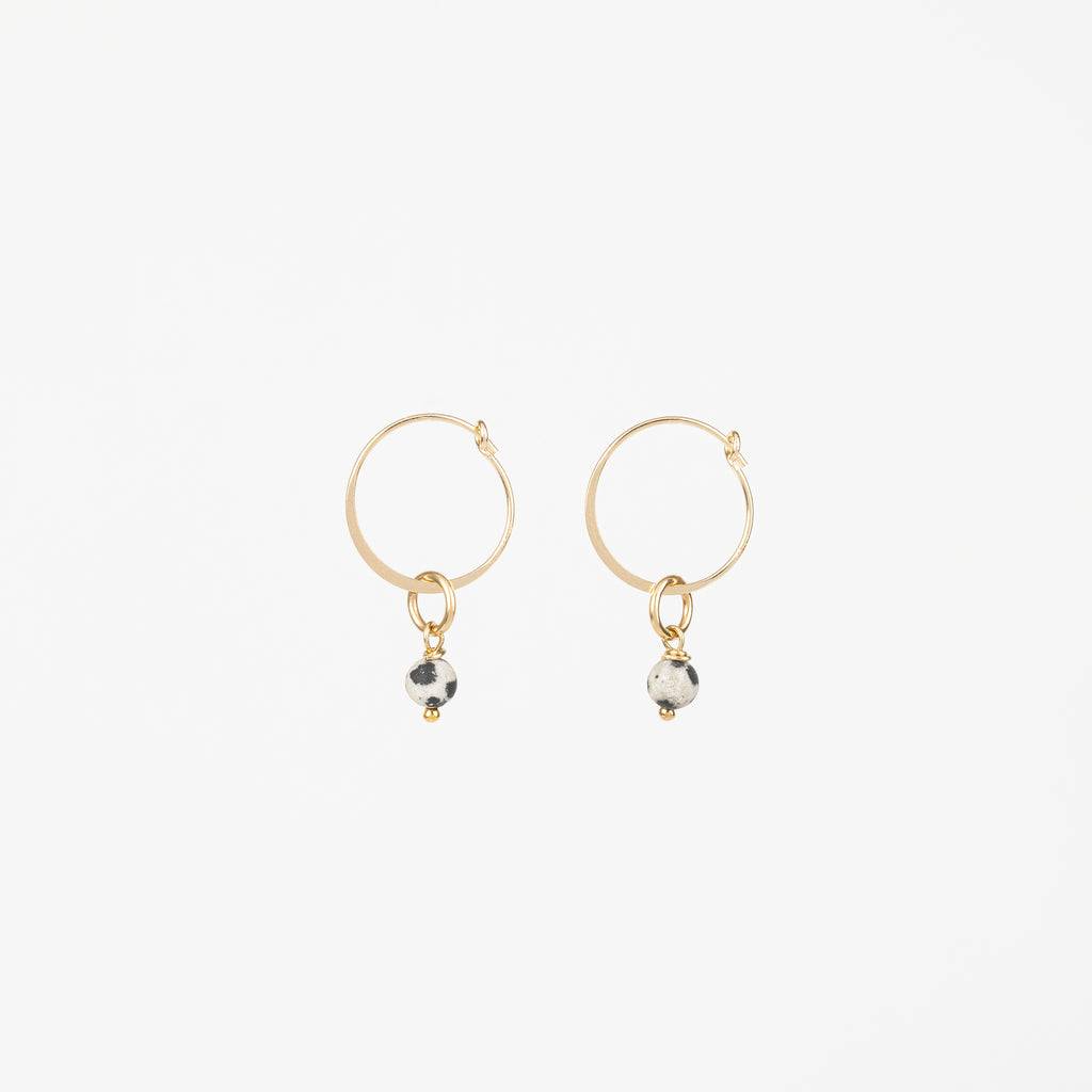 The Dalmatian - Dalmatian Jasper Gold Removable Charm Earrings