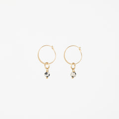 The Dalmatian - Dalmatian Jasper Gold Removable Charm Earrings