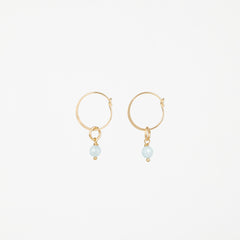 The March - Aquamarine Gold Removable Charm Earrings