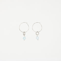The Luna - Aquamarine Silver Removable Charm Hoop Earrings