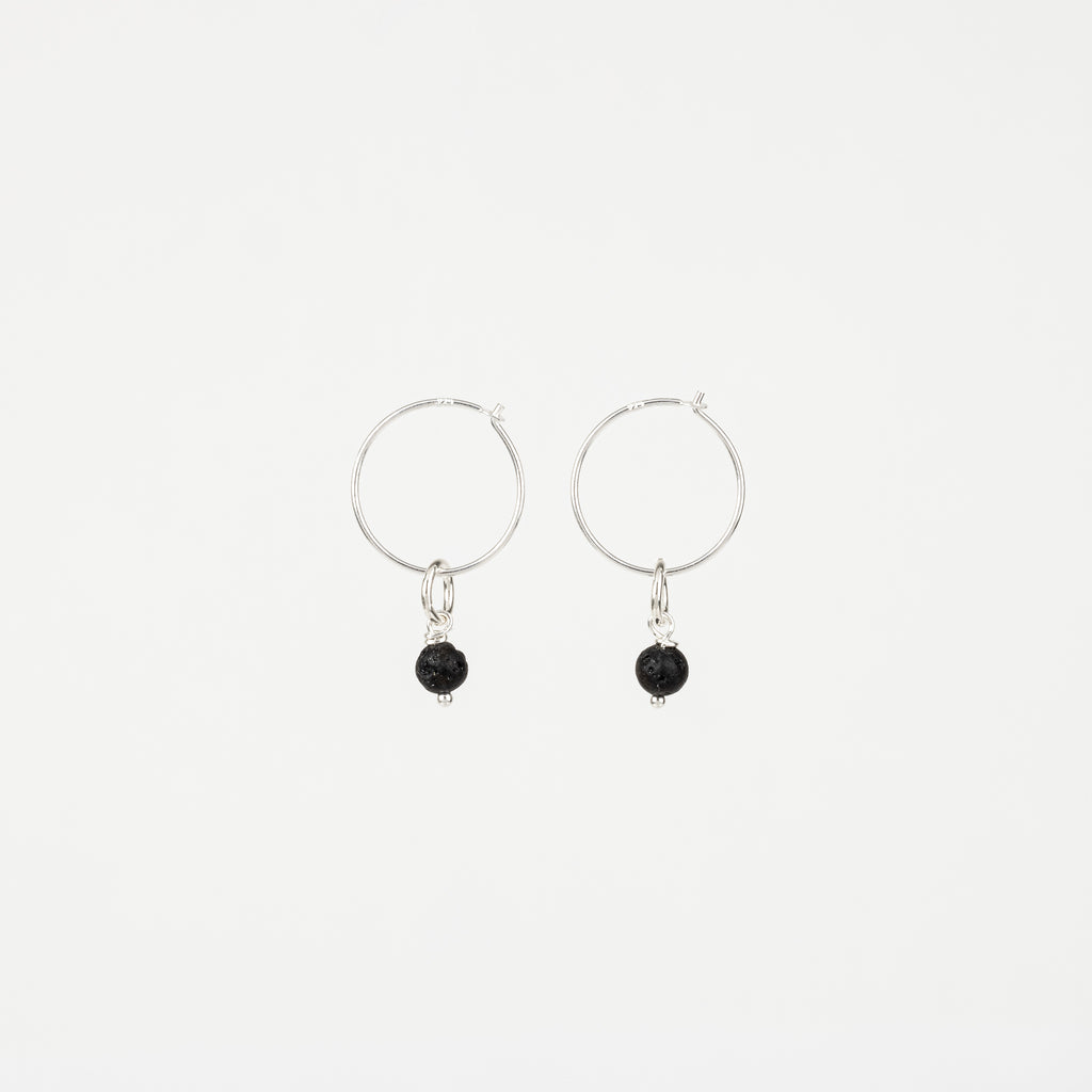 The Kilauea - Lava Silver Removable Charm Hoop Earrings