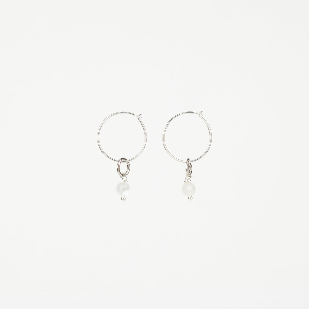 The Melody - Moonstone Silver Removable Charm Hoop Earrings