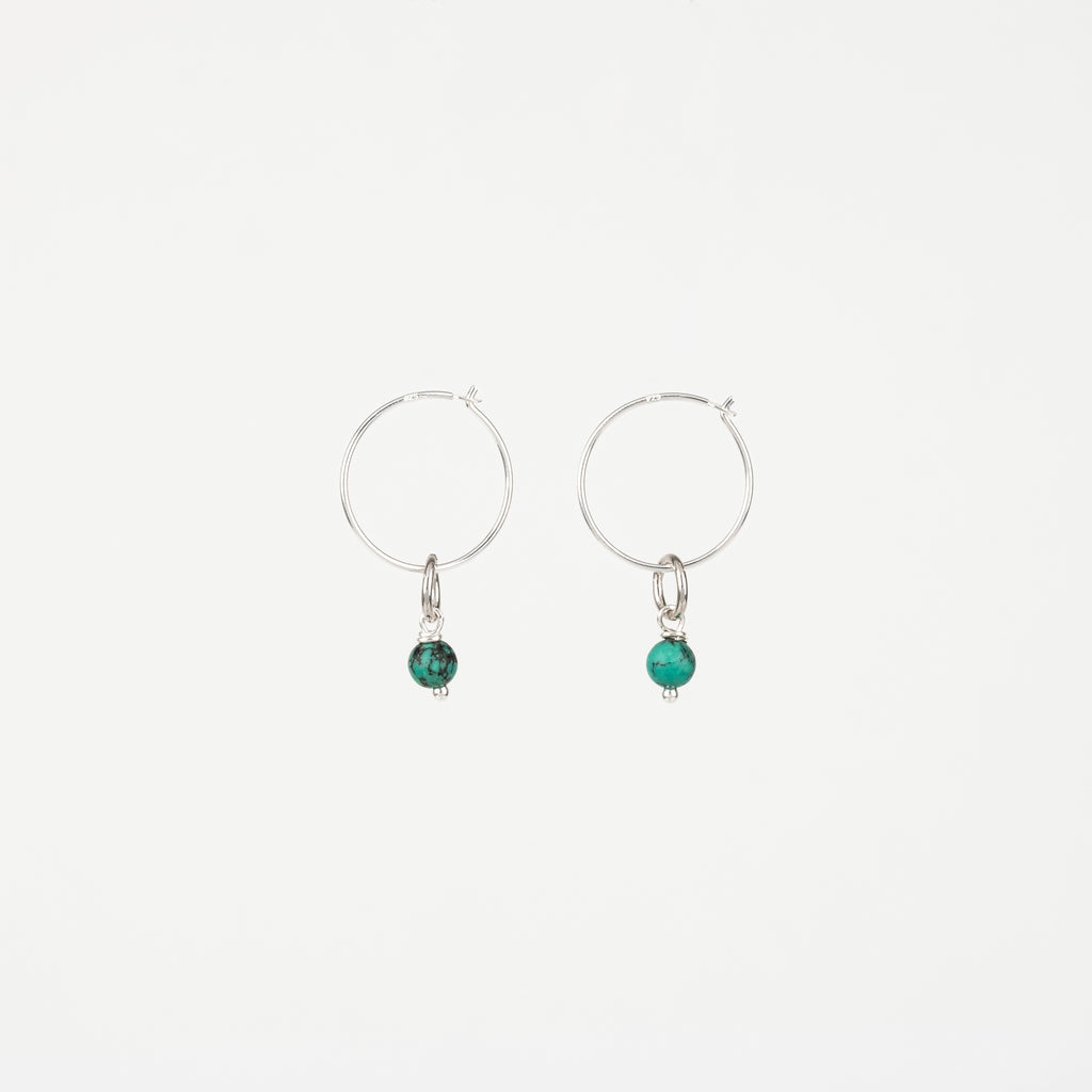 The Rylee - Turquoise Silver Removable Charm Hoop Earrings