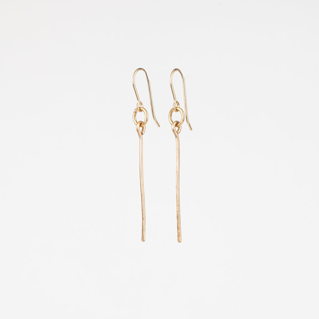 The Minimalist - Gold And Bronze Dangle Bar Earrings