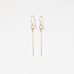 The Minimalist - Gold And Bronze Dangle Bar Earrings