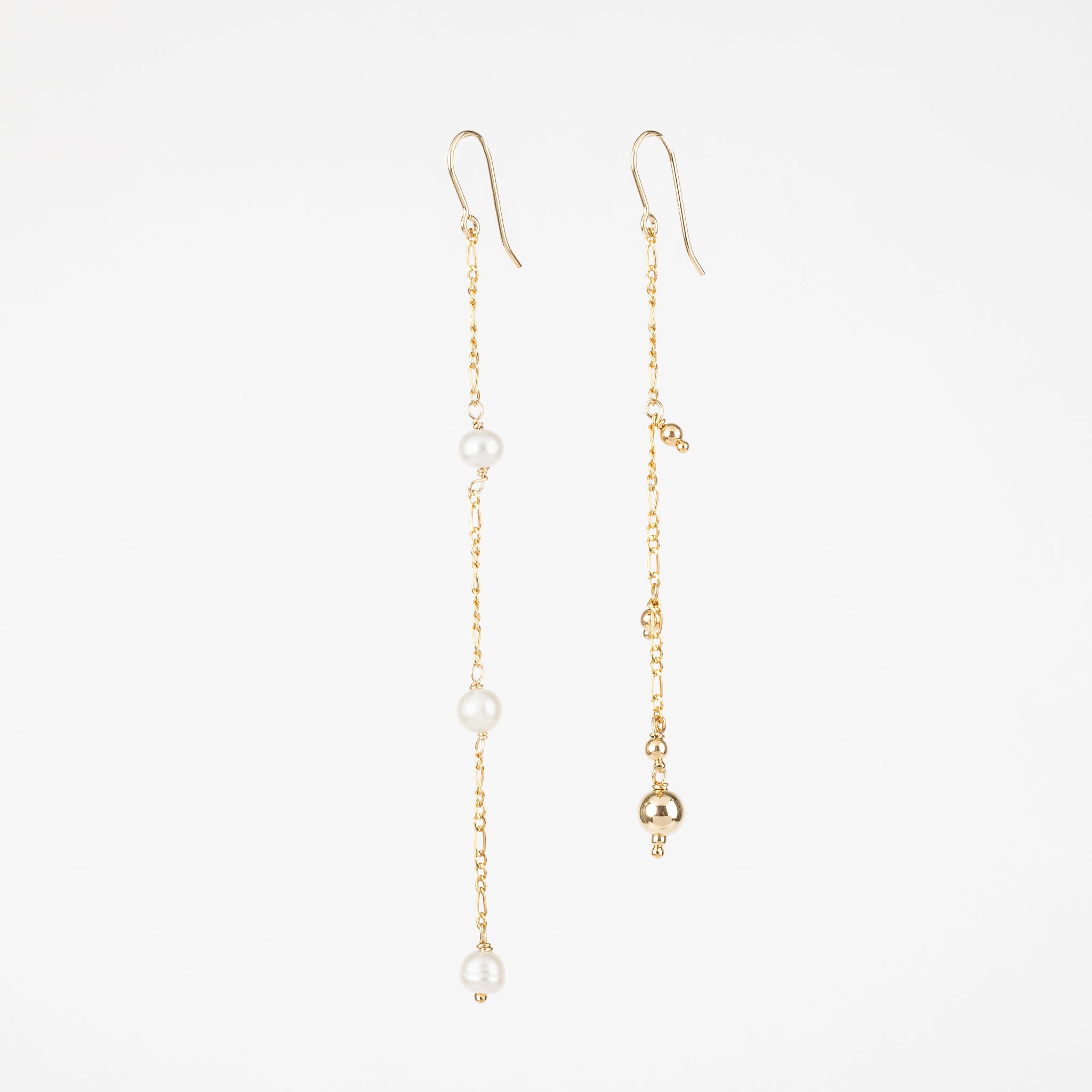 The Kristy - Asymmetrical Pearl Gold Dangle Earrings