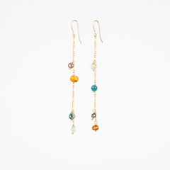 The Katie - Multi Gem Gold Dangle Earrings
