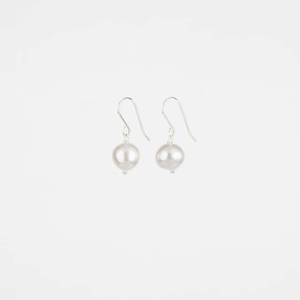 The Chloe - 10mm Freshwater Pearl Silver Earrings