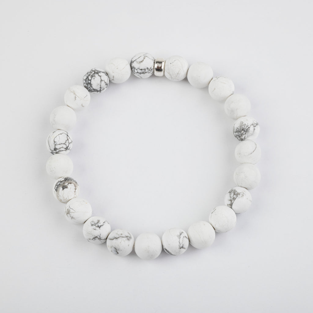 8mm Matte Howlite Silver Bracelet