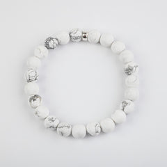 8mm Matte Howlite Silver Bracelet