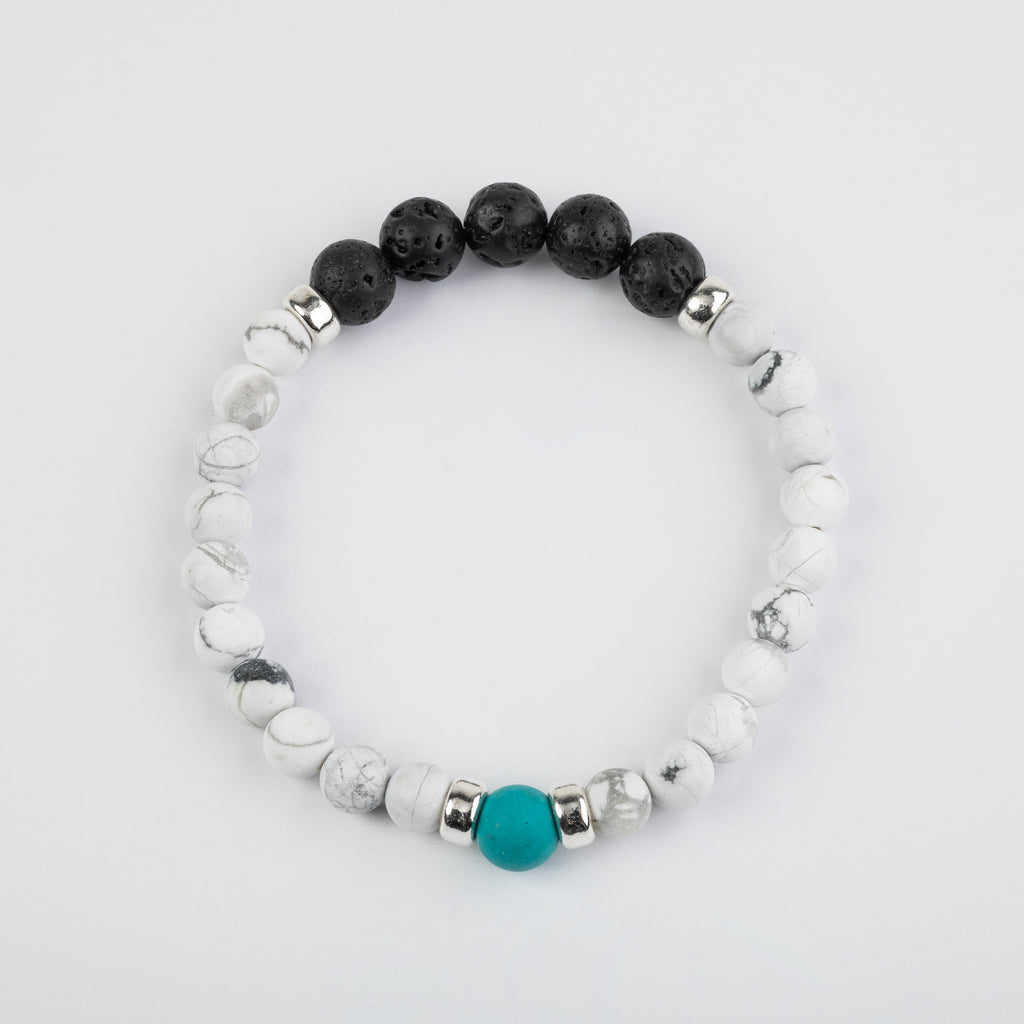 Turquoise, Lava, Howlite, Silver Combo Bracelet