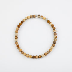4mm Matte Picture Jasper Silver Bracelet