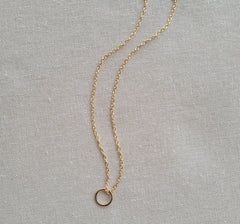 The Unity Gold - Hammered Gold Floating Circle Necklace