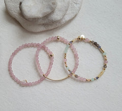 The Strawberry Garden Gold Stack - Strawberry Quartz Wild Garden Gold Stack