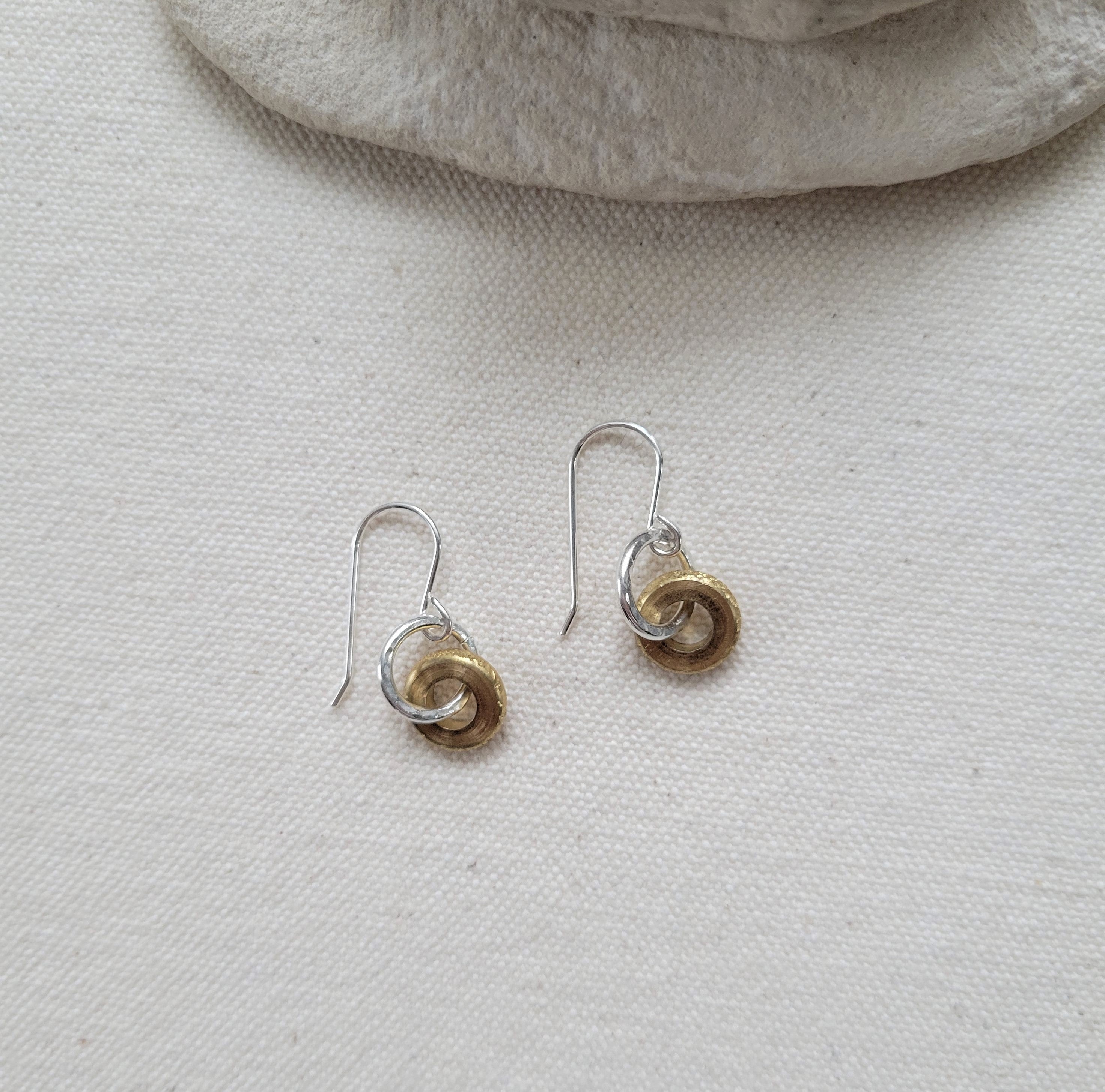 The Interlock - Silver Brass Double Circle Hook Earrings