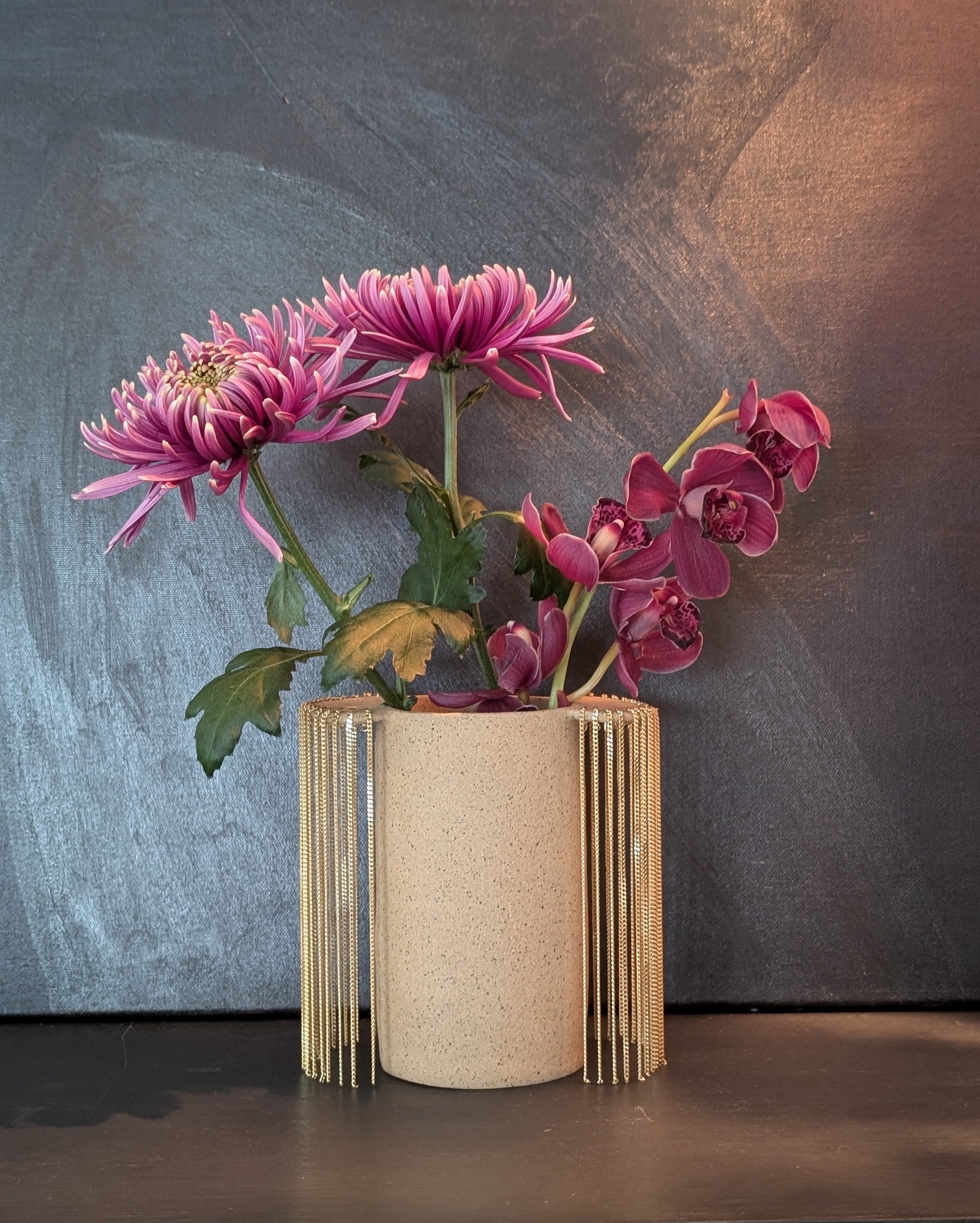 Golden Veil Ceramic Vase